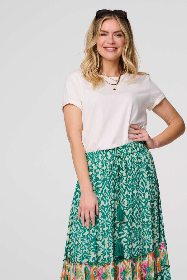 Green | Patchwork High Waist Maxi Skirt
