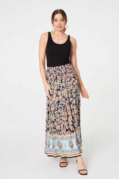 Floral Print High Waist Maxi Skirt Izabel London