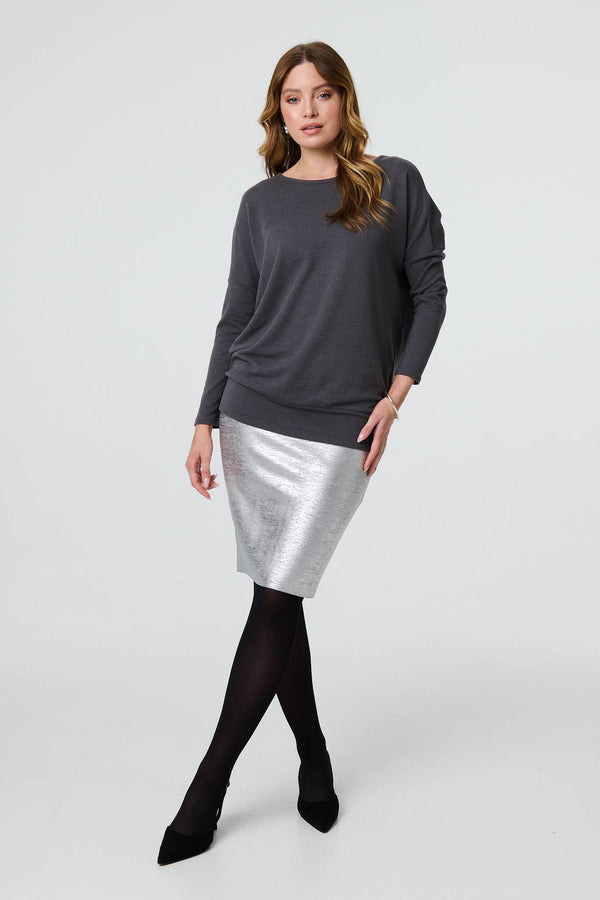 Grey | Drop Shoulder Relaxed Knit Top