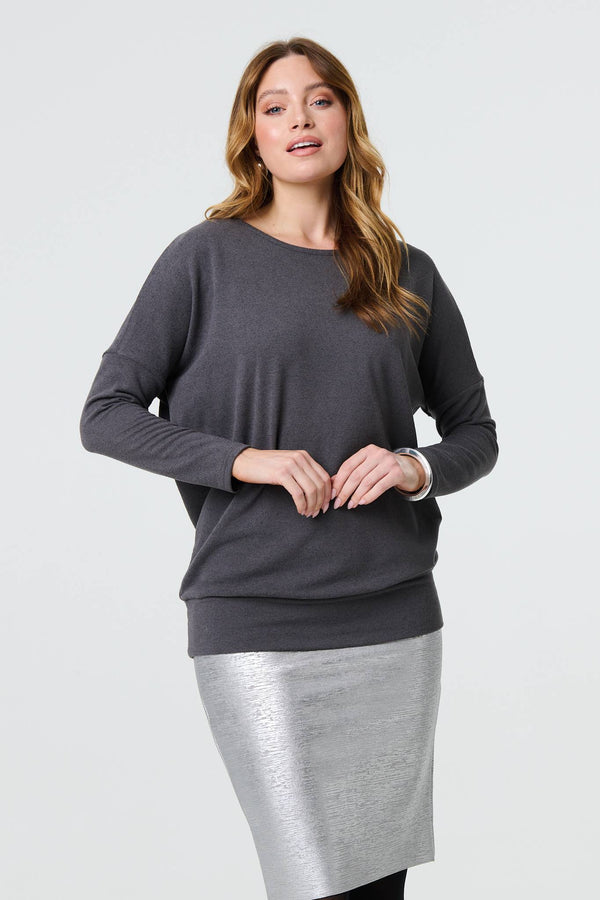 Grey | Drop Shoulder Relaxed Knit Top