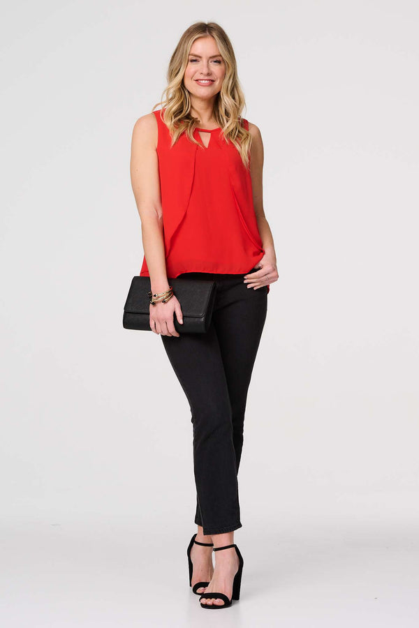 Red | Cut Out Detail Sleeveless Top