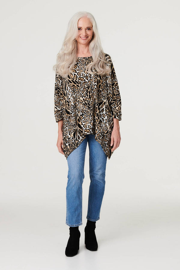 Black | Leopard Print Oversize Blouse