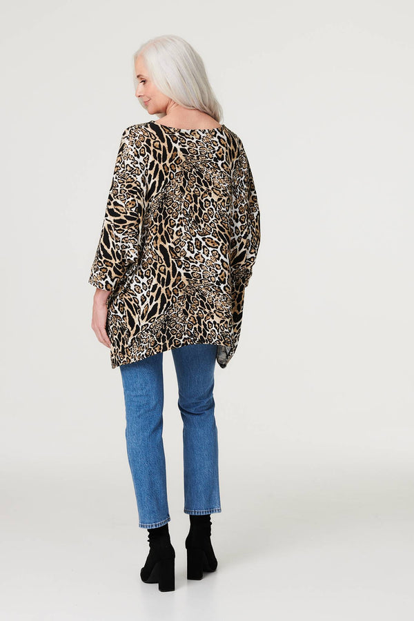 Black | Leopard Print Oversize Blouse