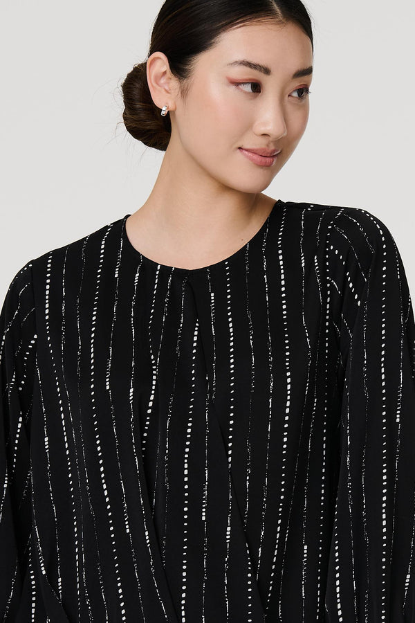 Black | Metallic Stripe Long Sleeve Blouse