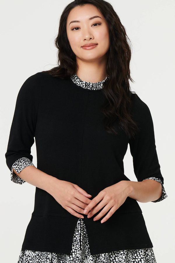 Black | Layered Ruffled Shirt Jumper Top
