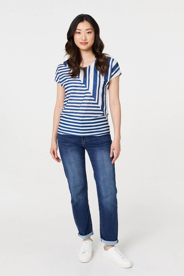 Blue | Striped Short Sleeve Relaxed T-Shirt