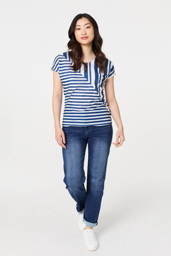 Blue | Striped Short Sleeve Relaxed T-Shirt