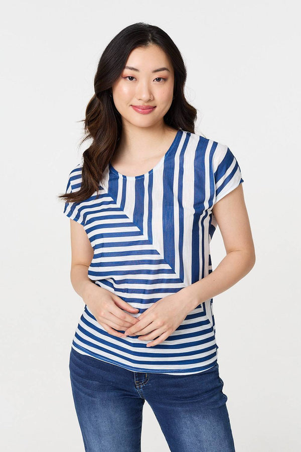 Blue | Striped Short Sleeve Relaxed T-Shirt