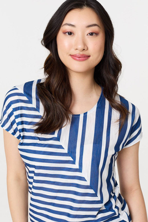 Blue | Striped Short Sleeve Relaxed T-Shirt