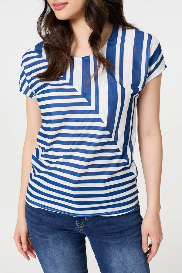 Blue | Striped Short Sleeve Relaxed T-Shirt