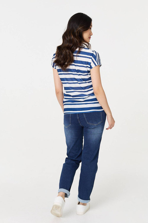Blue | Striped Short Sleeve Relaxed T-Shirt