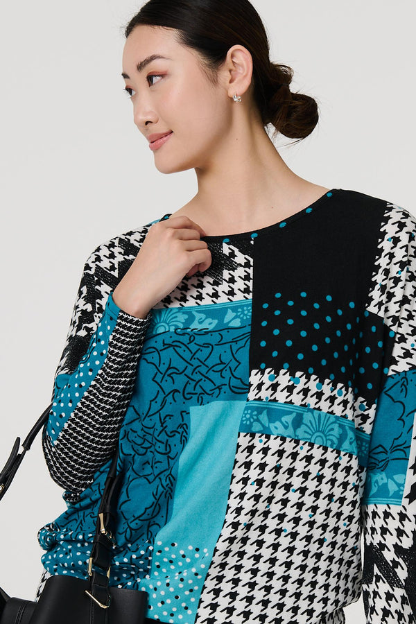 Pine | Patchwork Print Long Sleeve Top