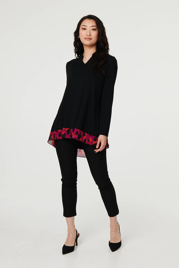 Black | Animal Print Semi Sheer Relaxed Top