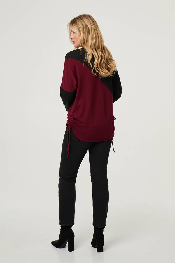 Black | Colour Block Batwing Sleeve Knit Top