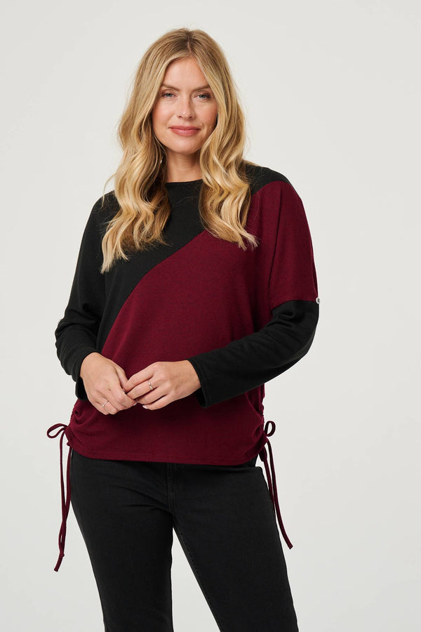 Black | Colour Block Batwing Sleeve Knit Top