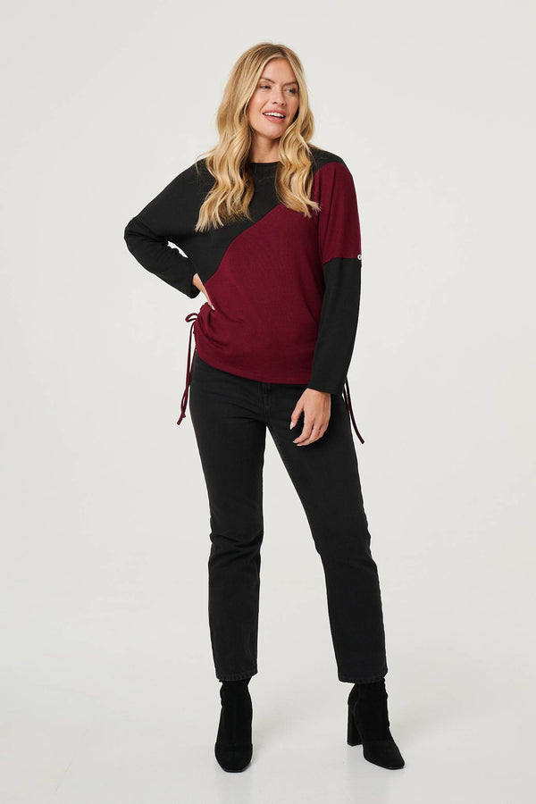 Black | Colour Block Batwing Sleeve Knit Top