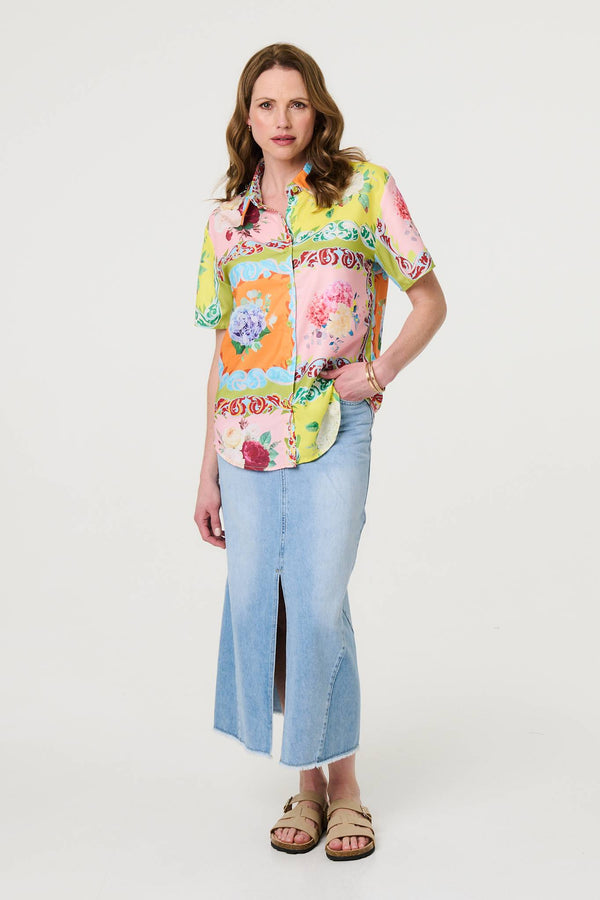 Yellow | Mosaic Print Short Sleeve Relaxed Shirt