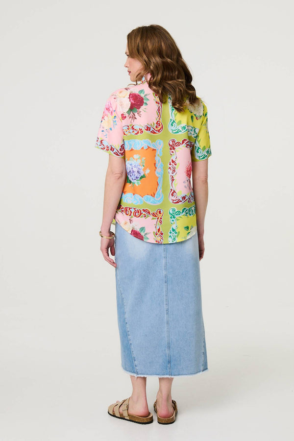 Yellow | Mosaic Print Short Sleeve Relaxed Shirt