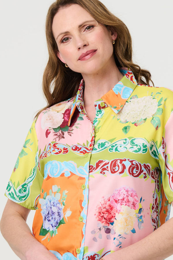 Yellow | Mosaic Print Short Sleeve Relaxed Shirt