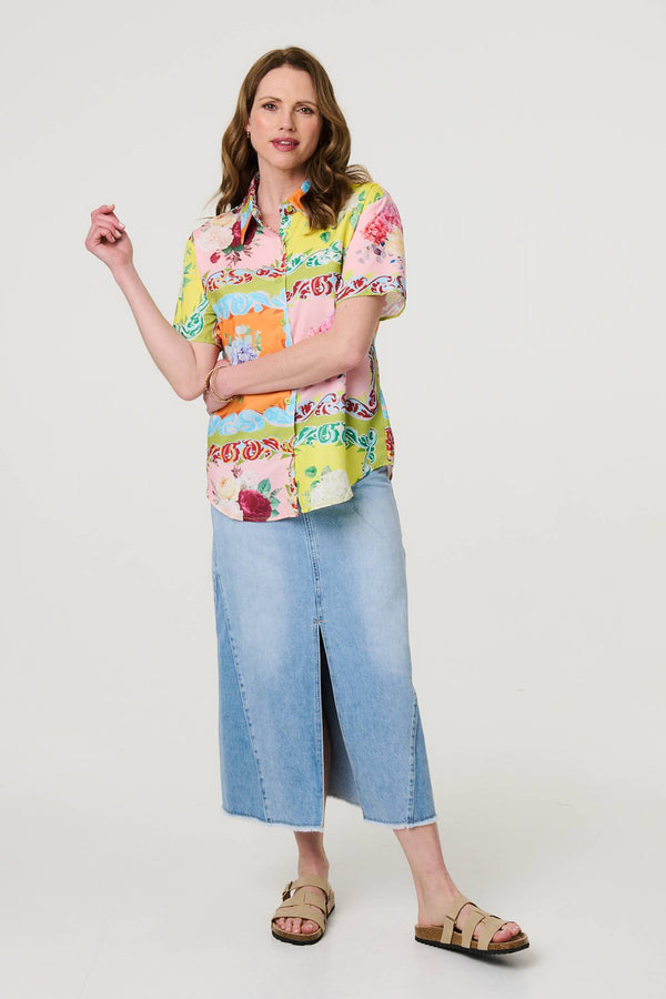 Yellow | Mosaic Print Short Sleeve Relaxed Shirt