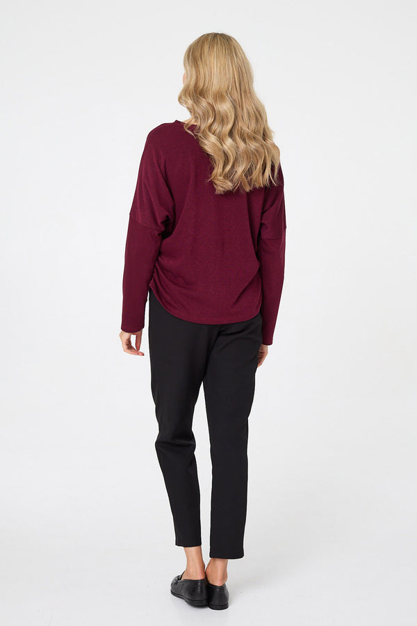 Red | Relaxed Batwing Sleeve Slouchy Jumper