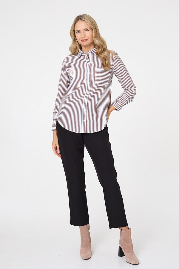 Brown | Striped Long Sleeve Shirt