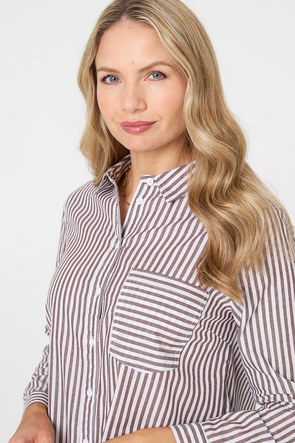 Brown | Striped Long Sleeve Shirt