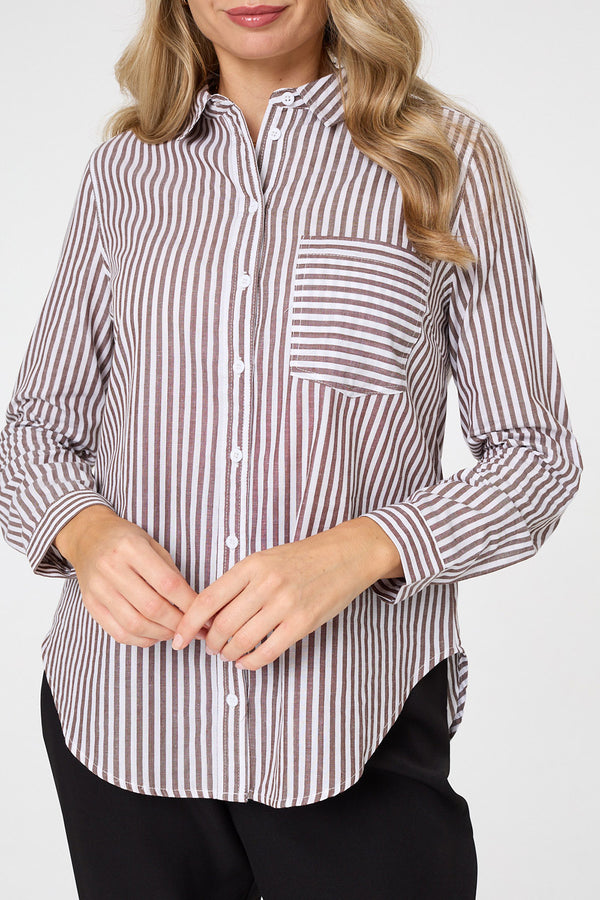 Brown | Striped Long Sleeve Shirt