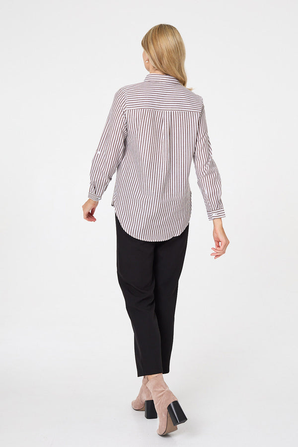 Brown | Striped Long Sleeve Shirt