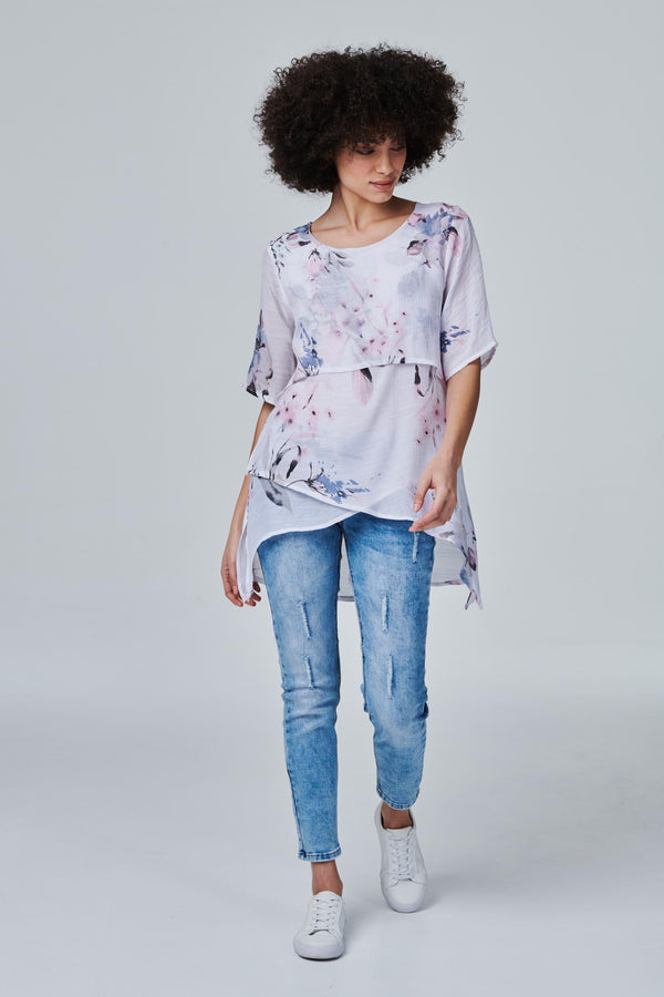 Pink | Floral Layered Relaxed Fit Blouse