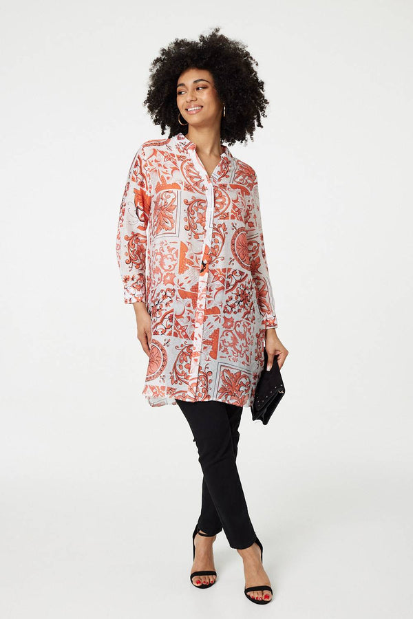 Coral | Mosaic Print Longline Blouse Dress