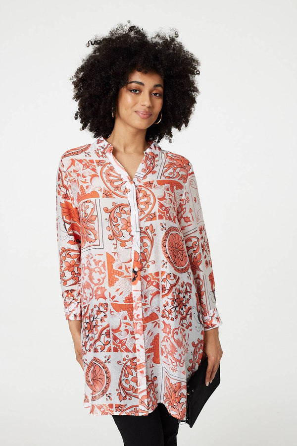 Coral | Mosaic Print Longline Blouse Dress