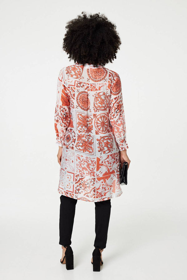 Coral | Mosaic Print Longline Blouse Dress