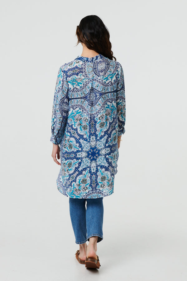 Blue | Paisley Long Sleeve Tunic Shirt