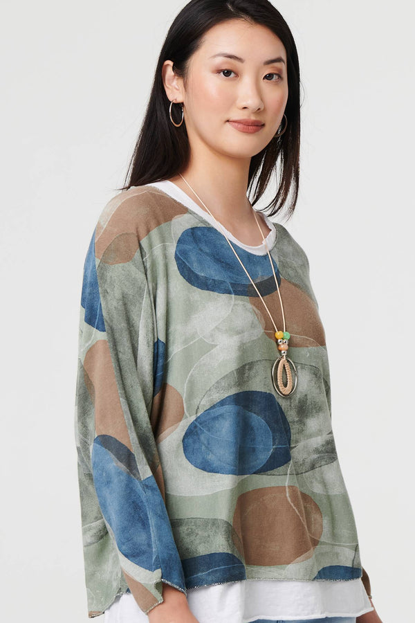 Sage | Polka Dot Layered Long Sleeve Top
