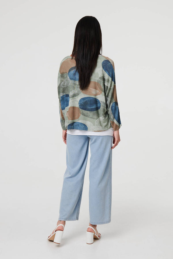 Sage | Polka Dot Layered Long Sleeve Top