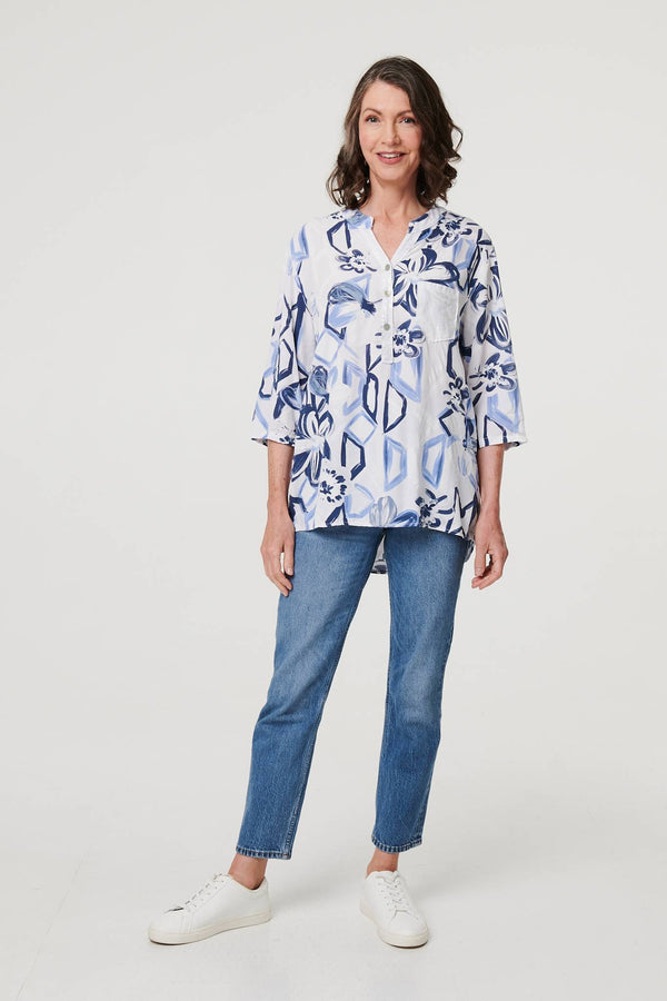 White | Floral Sequin Embellished Blouse Top