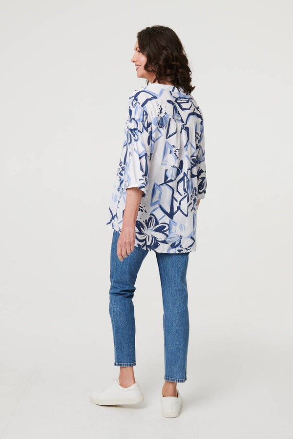 White | Floral Sequin Embellished Blouse Top