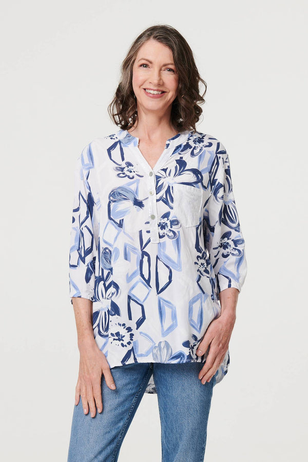 White | Floral Sequin Embellished Blouse Top