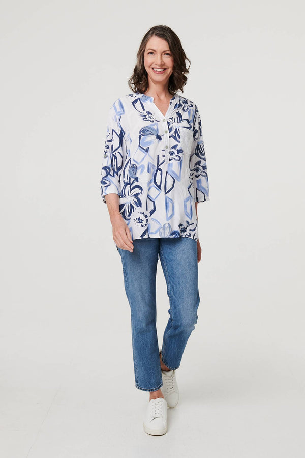 White | Floral Sequin Embellished Blouse Top