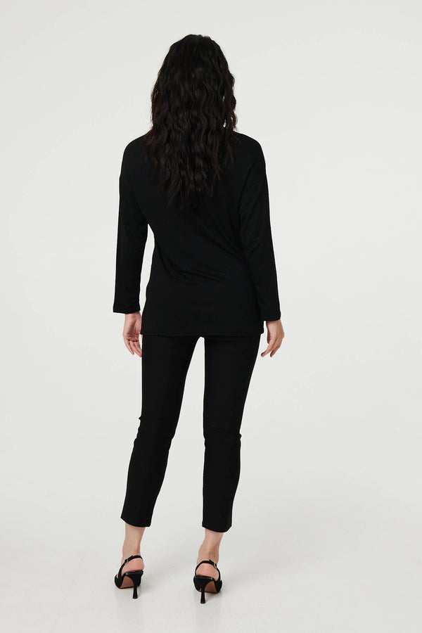 Black | Abstract Sparkly Long Sleeve Top