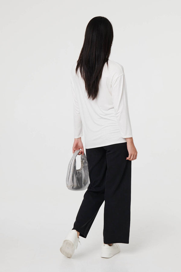 White | Sparkly Embellished Long Sleeve Top