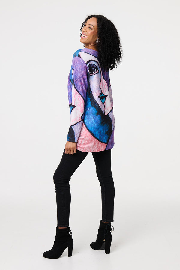Blue | Abstract Sequin Detail Tunic Top