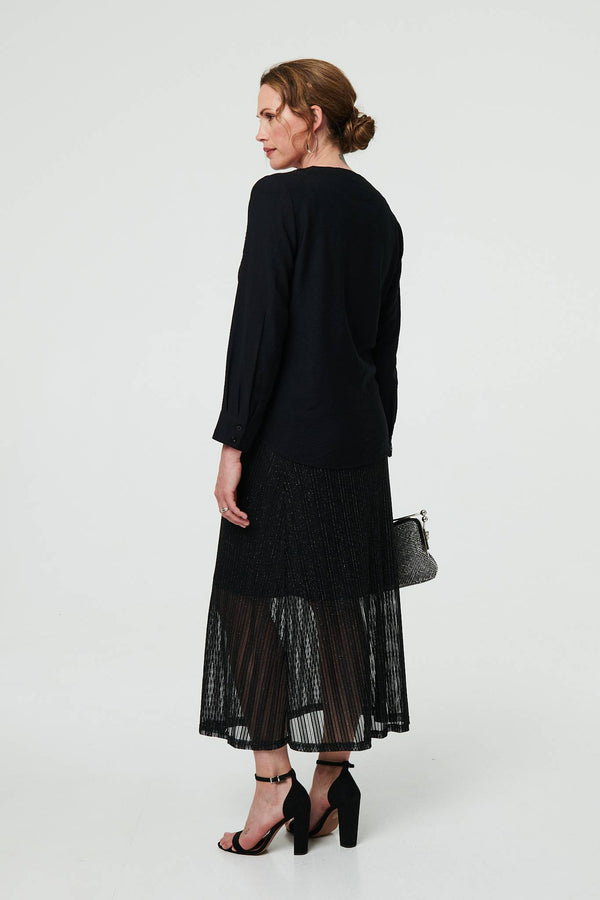Black | Floral Embroidered Long Sleeve Top