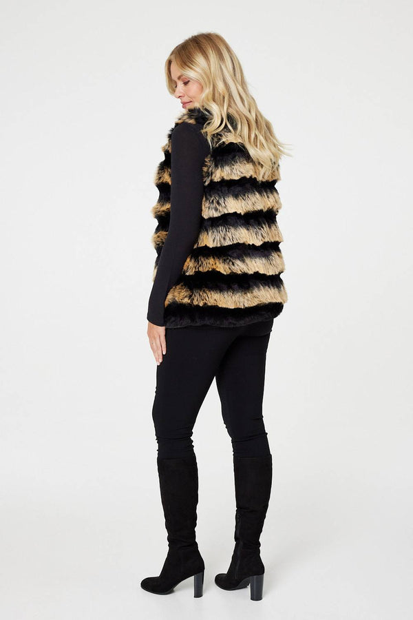 Black | Faux Fur Open Front Gilet