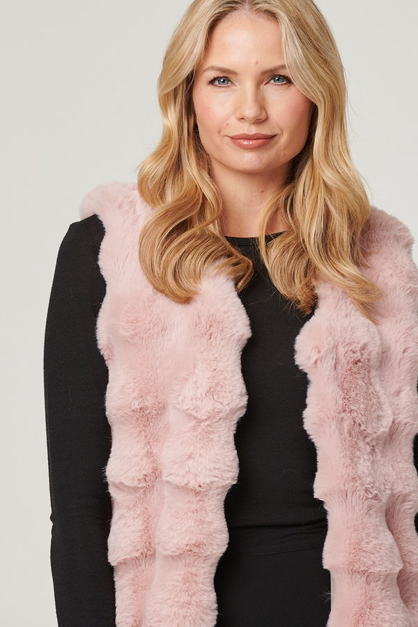Pink | Faux Fur Open Front Longline Gilet
