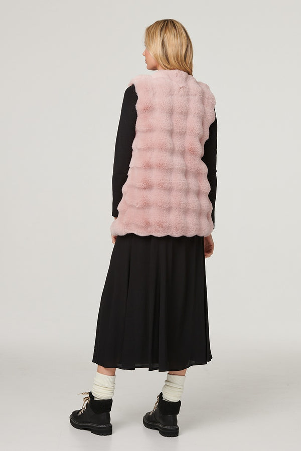 Pink | Faux Fur Open Front Longline Gilet