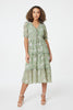 Sage | Floral Tie Front Midi Tea Dress