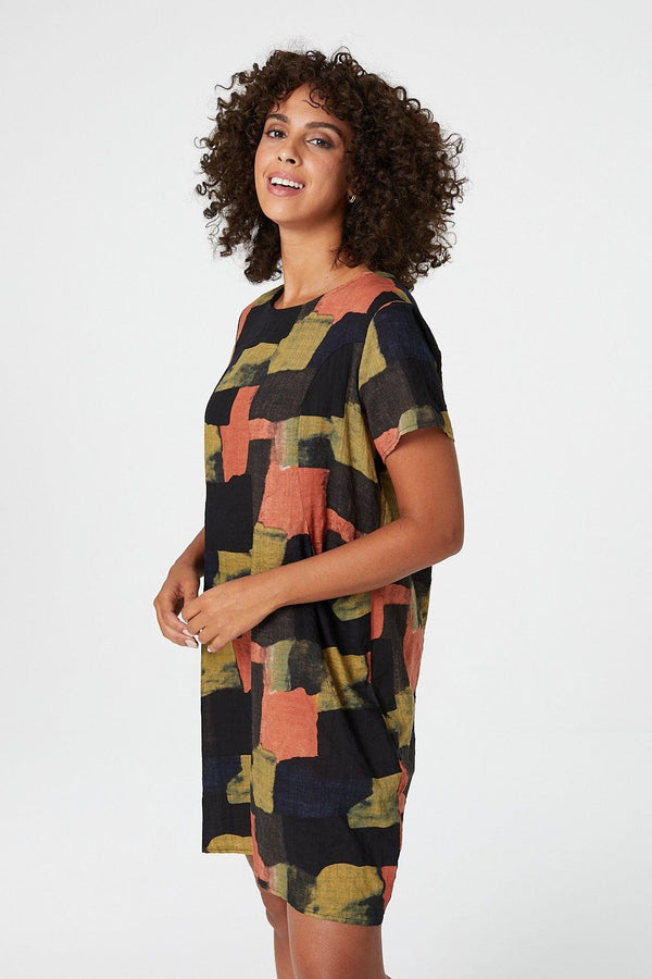 Navy | Abstract Print Relaxed Shift Dress