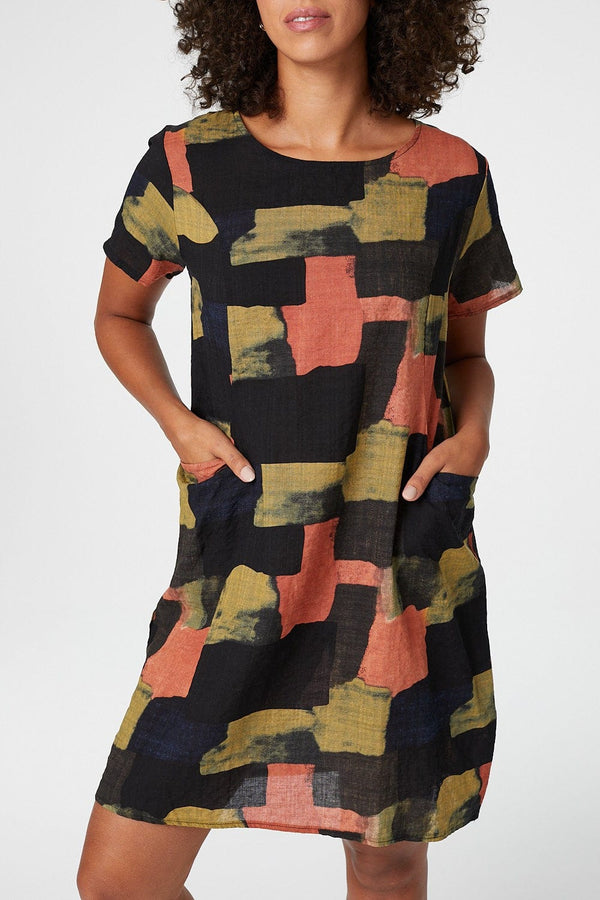 Navy | Abstract Print Relaxed Shift Dress